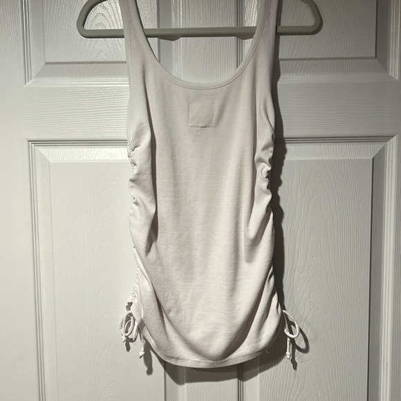 CHASER white tank top with ruched/ tie detail size medium / white - Picture 10 of 10